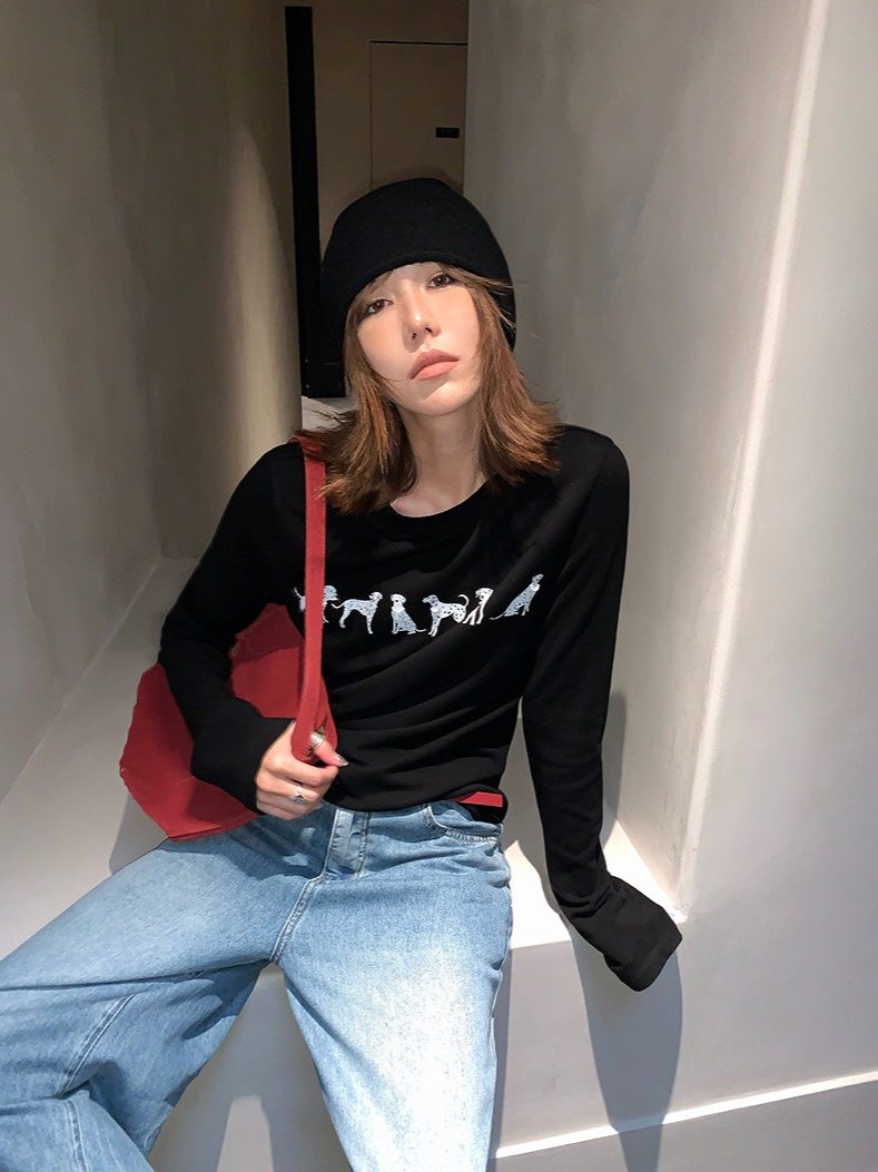 ドッグプリントロングTシャツ 2172