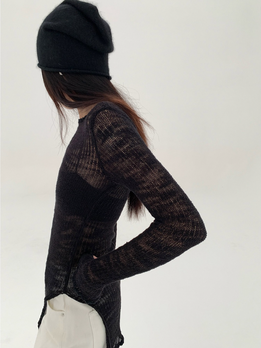 SHEER KNIT LONG TOP 2120