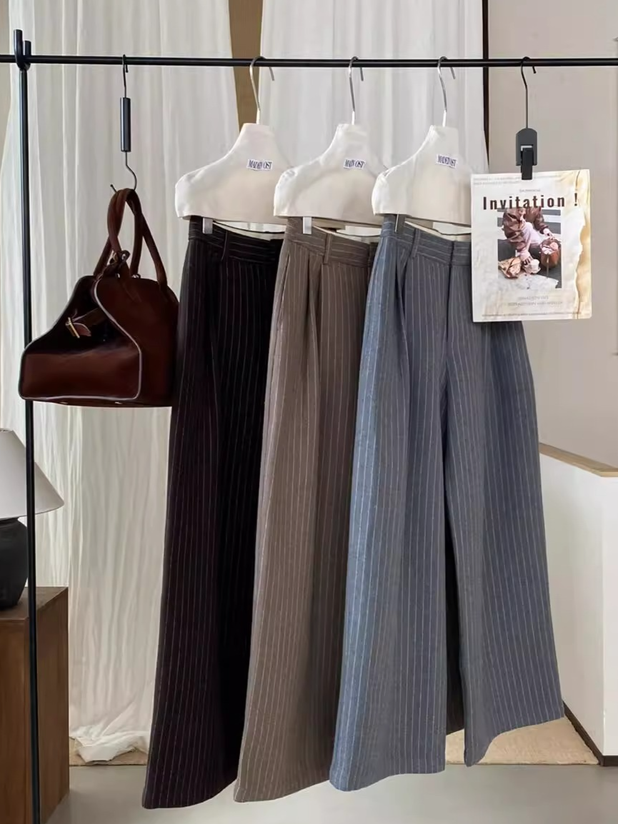ストライプダブルタックワイドパンツ 2183