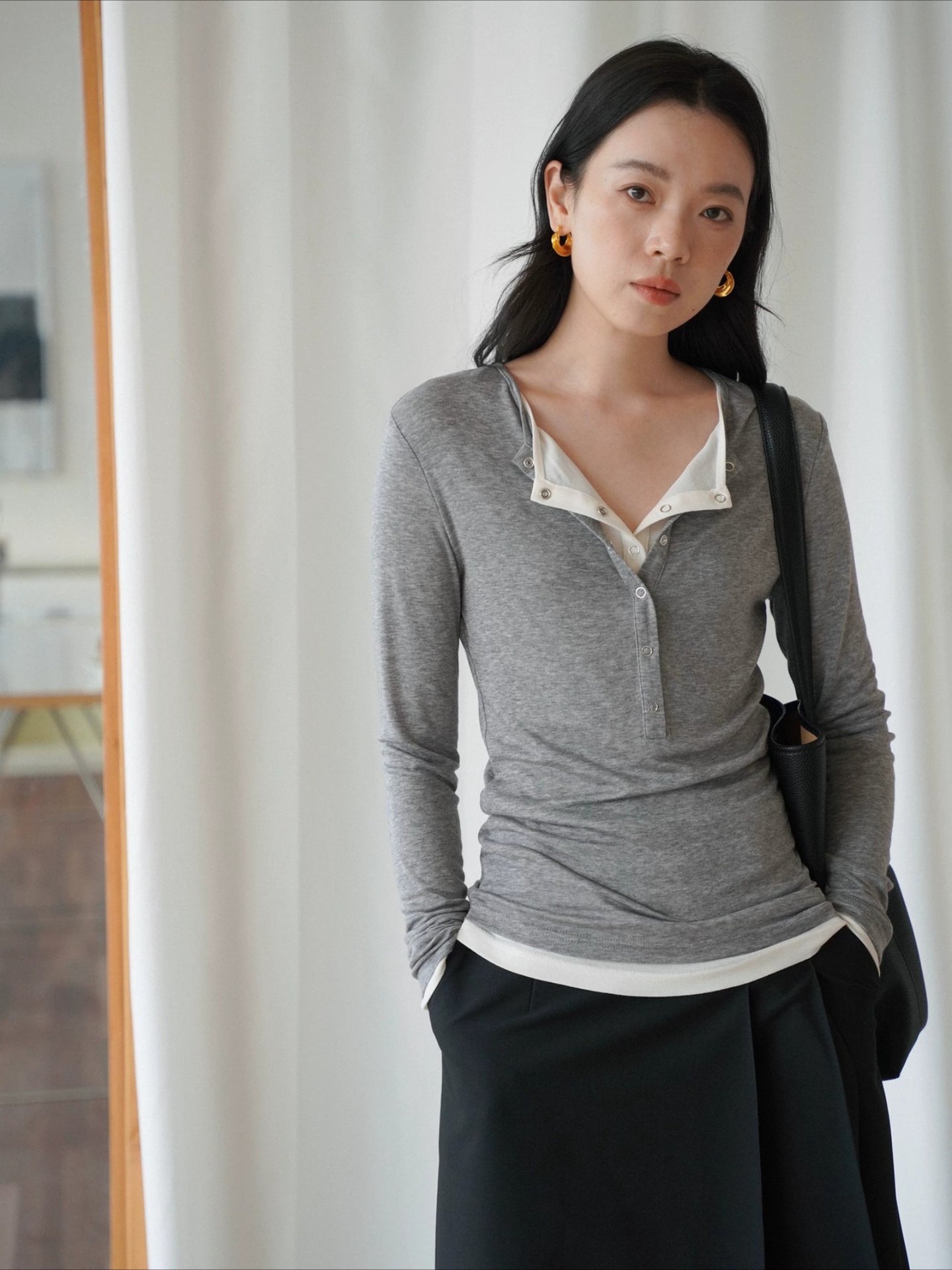LAYERED HENLEY TOP 2513