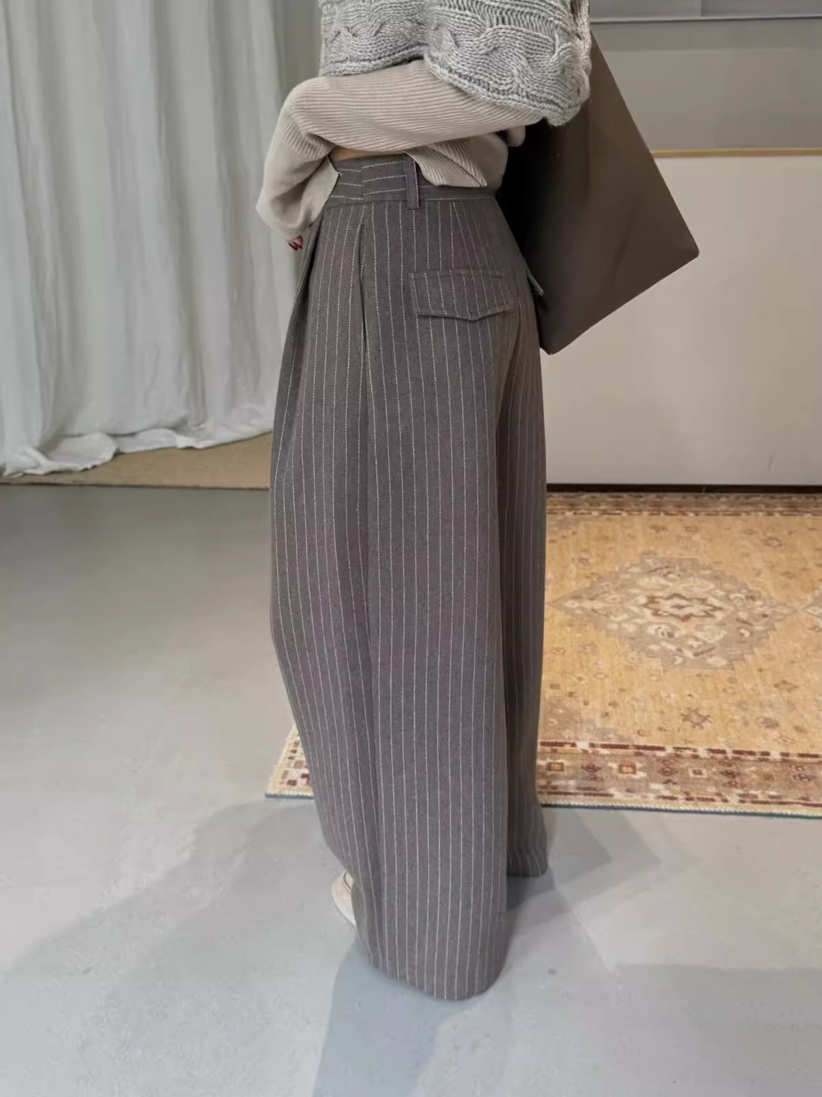 ストライプダブルタックワイドパンツ 2183