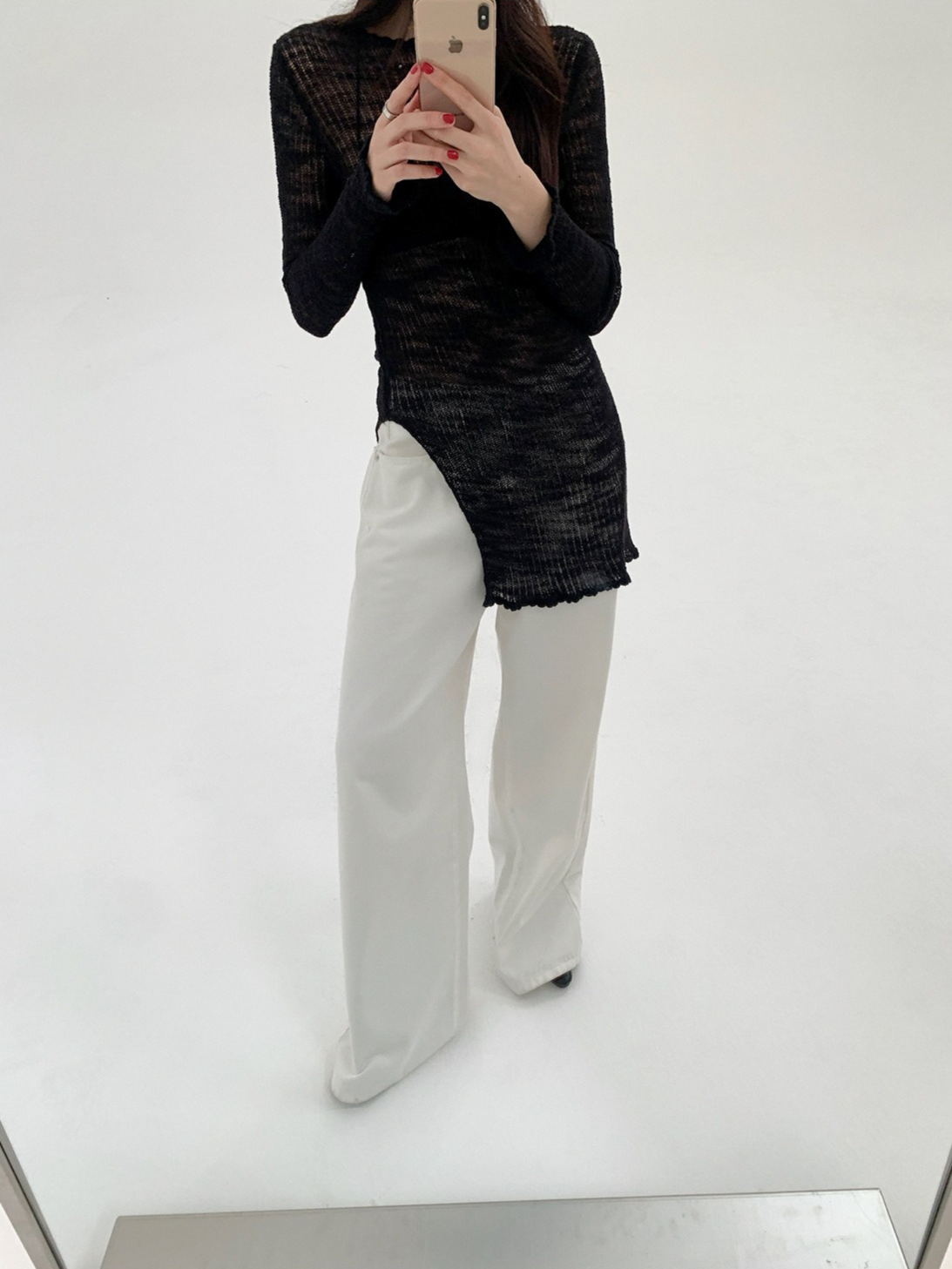 SHEER KNIT LONG TOP 2120