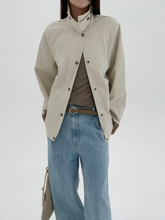 【再入荷】スタンドカラーラグランスリーブジャケット 2160