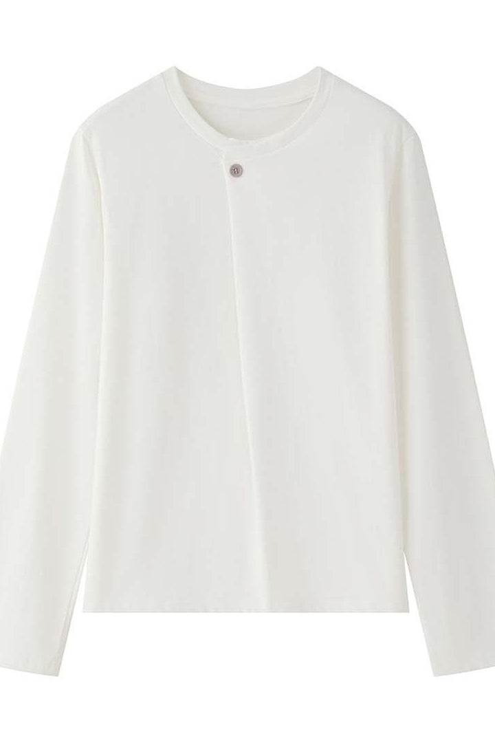 アシメトリーボタンロングTシャツ 2283