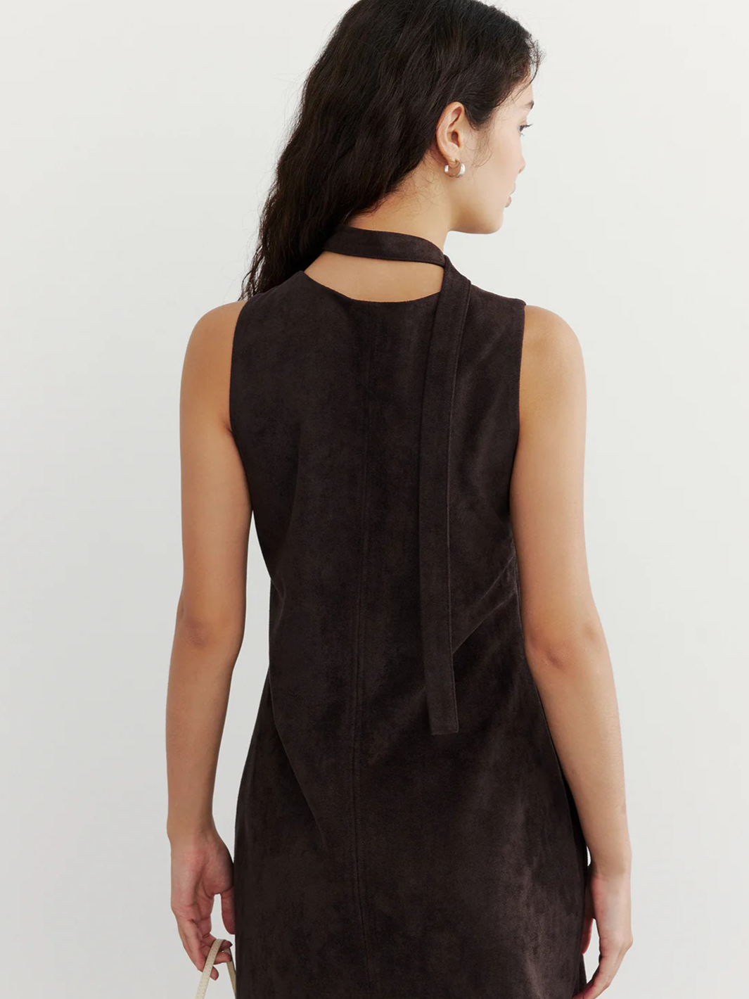 SUEDE TIE-NECK SLEEVELESS ONEPIECE 2125