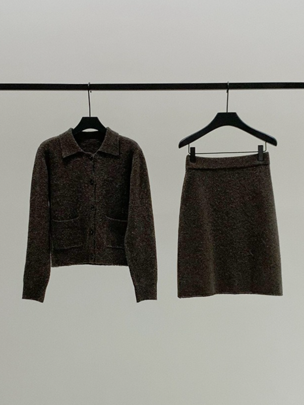 ダブルポケットベーシックカラーカーディガン 2163