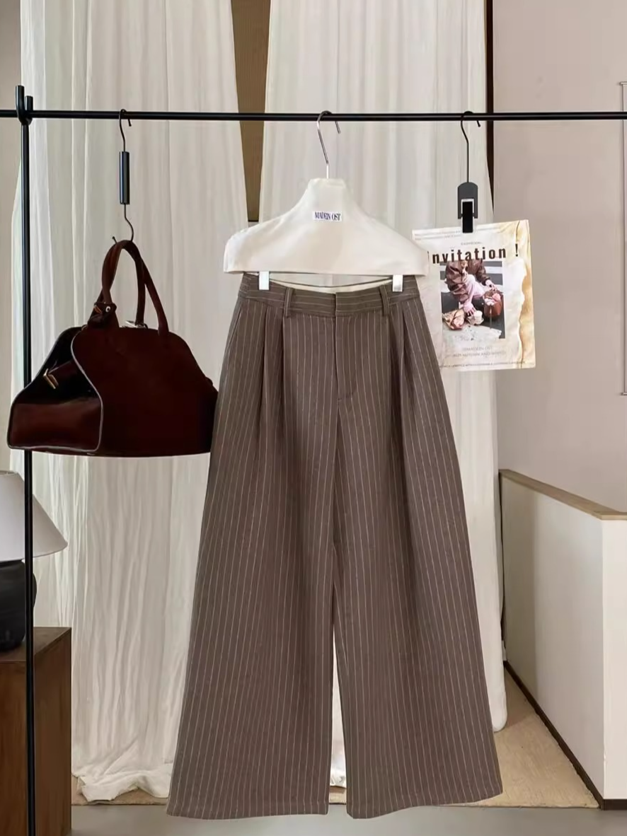 ストライプダブルタックワイドパンツ 2183