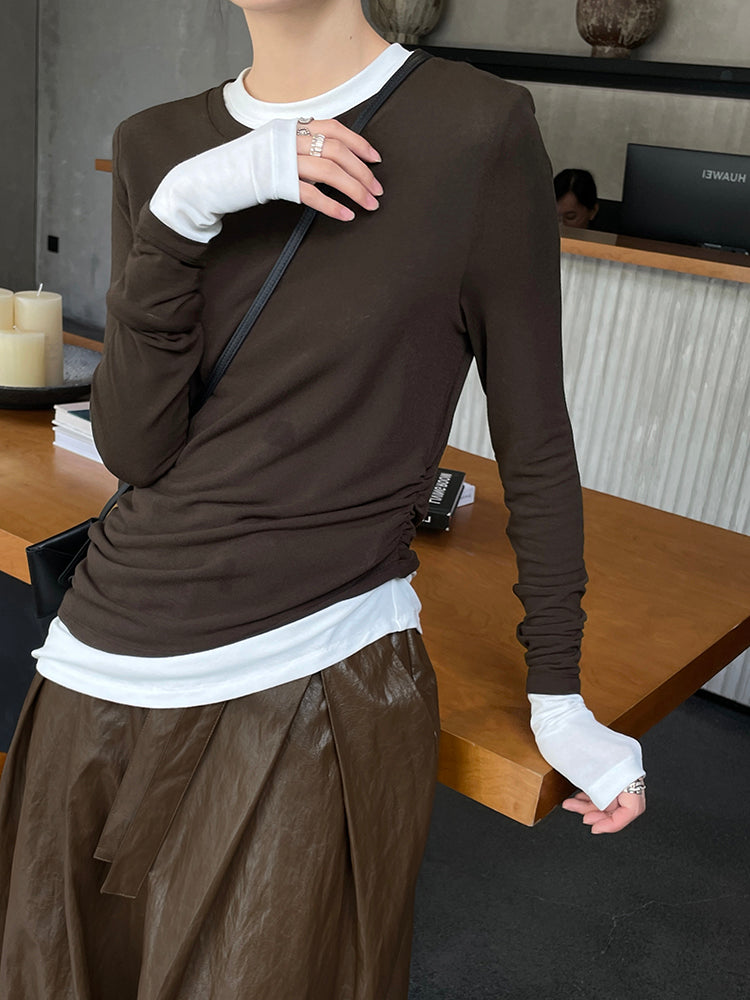 レイヤードロングスリーブカットソー 1216
