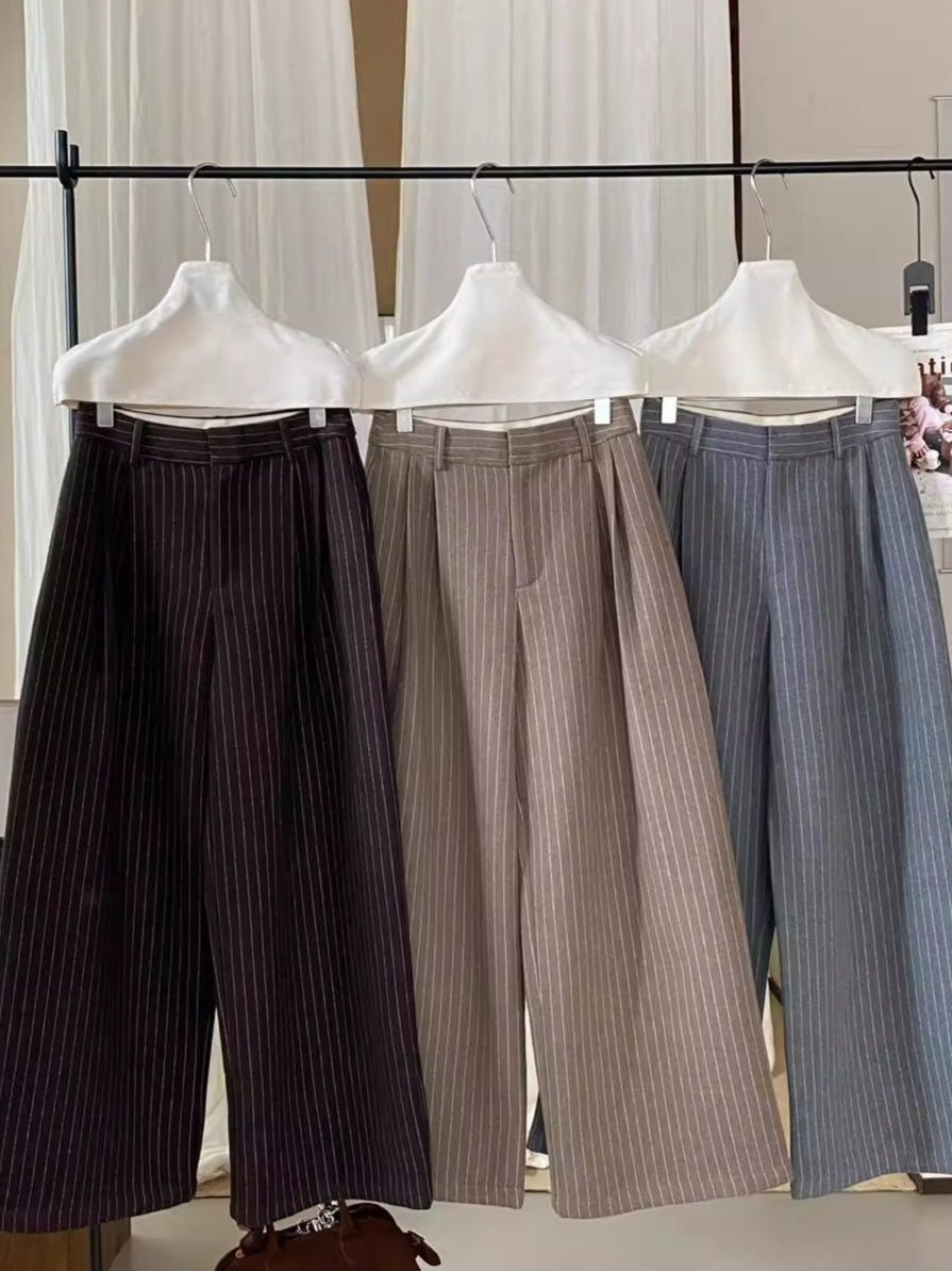 ストライプダブルタックワイドパンツ 2183