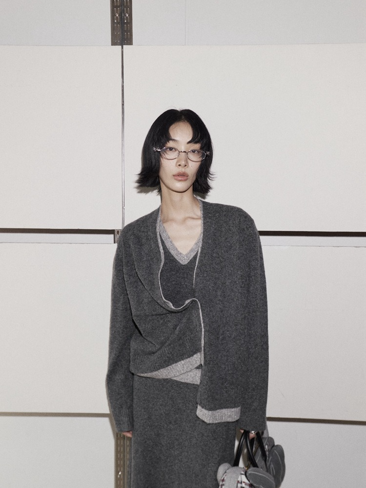 カラーブロックニットカーディガン 2211