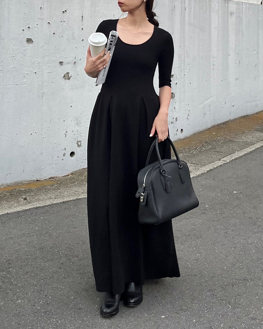 【予約商品】ハーフスリーブロングワンピース 0830(10月下旬以降発送予定)