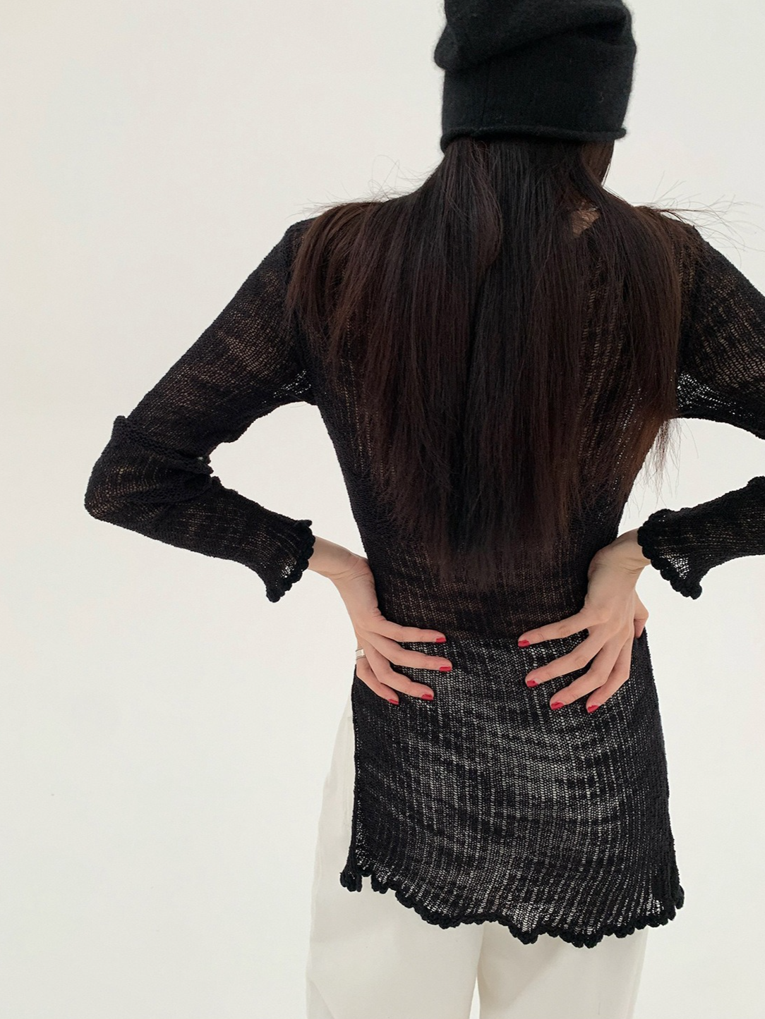 SHEER KNIT LONG TOP 2120