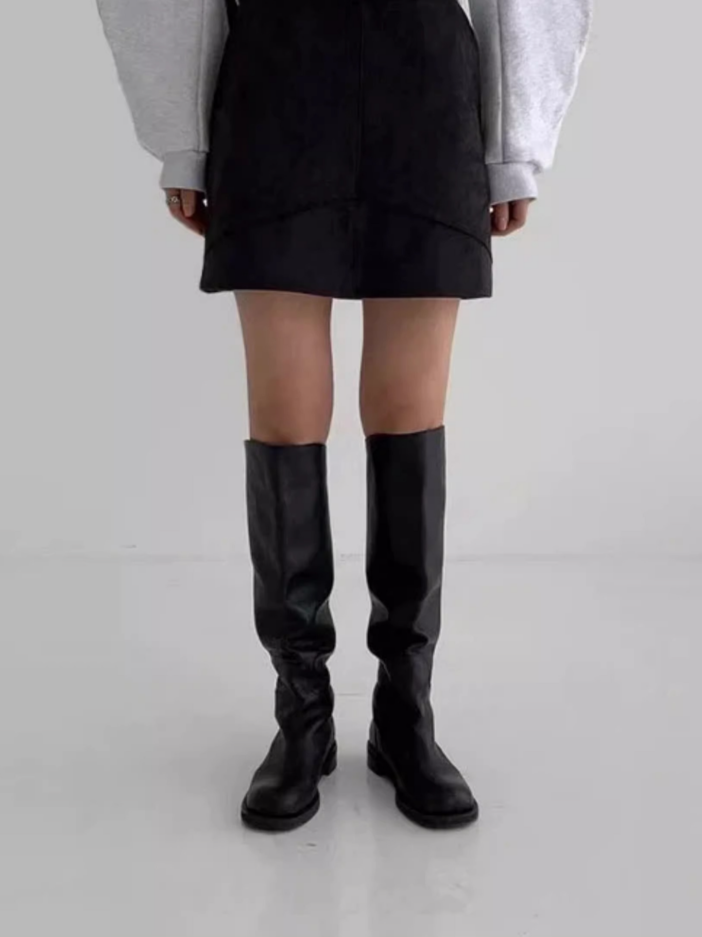ブロックヒールロングブーツ 2156