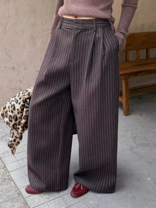 ストライプダブルタックワイドパンツ 2183