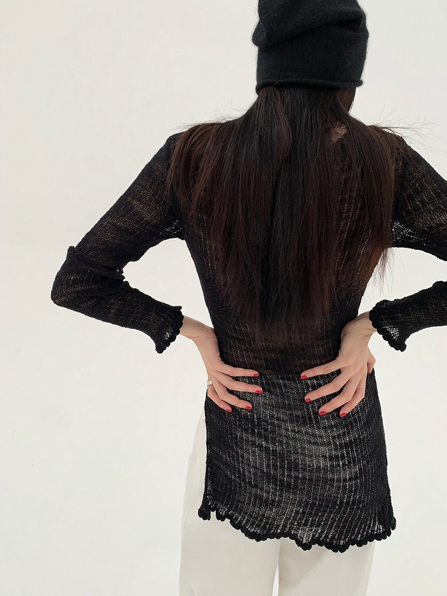 SHEER KNIT LONG TOP 2120