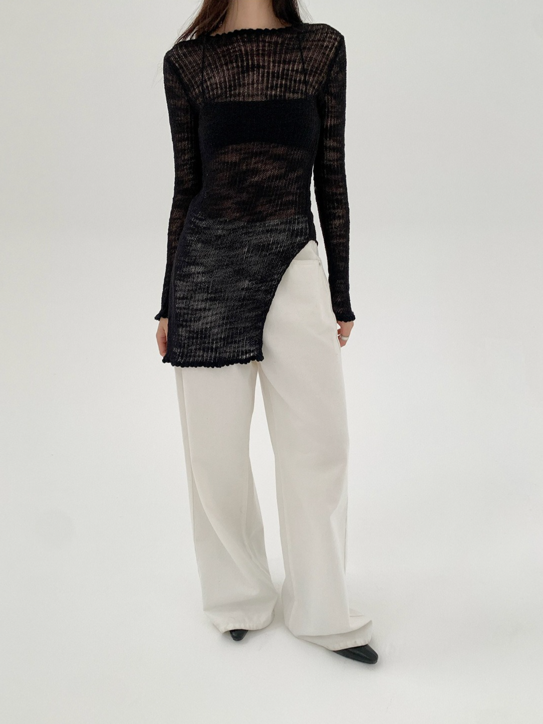 SHEER KNIT LONG TOP 2120