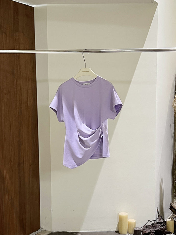 アシンメトリードレープラウンドネックTシャツ 1990