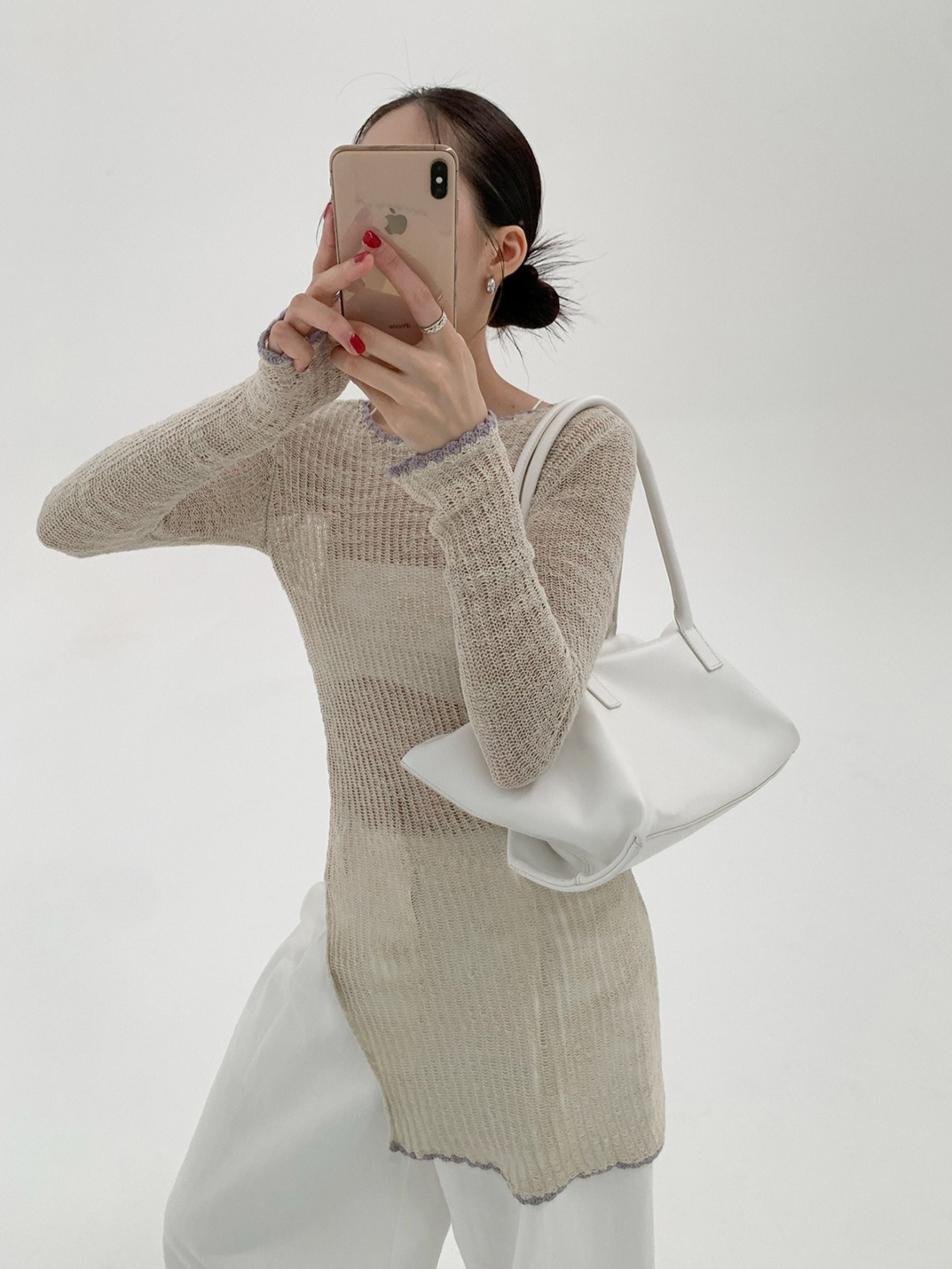 SHEER KNIT LONG TOP 2120