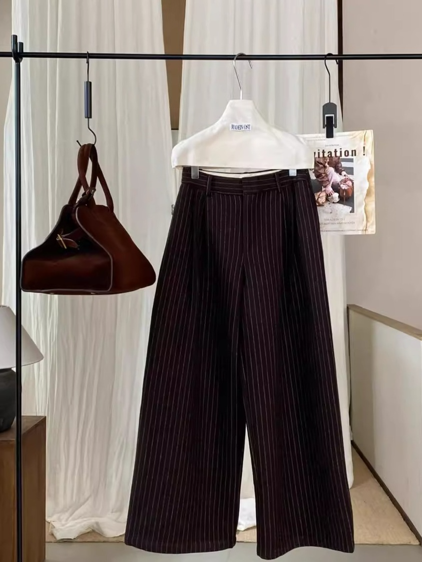 ストライプダブルタックワイドパンツ 2183