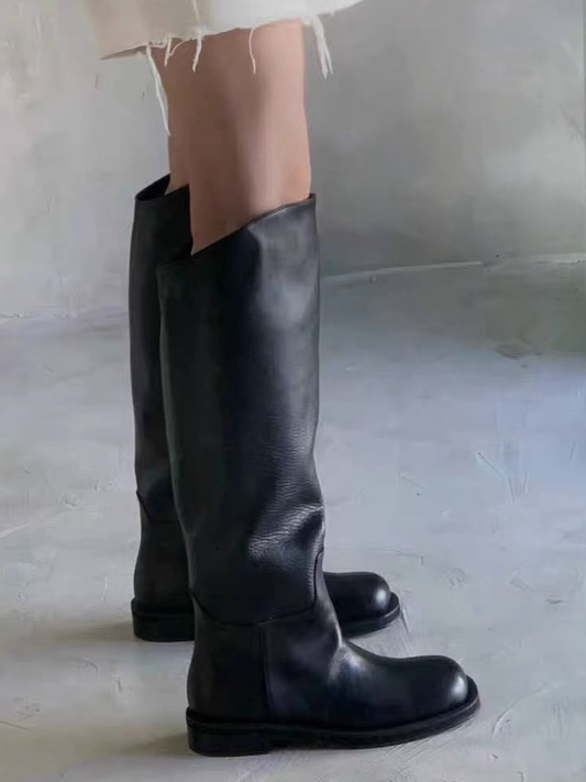 ブロックヒールロングブーツ 2156