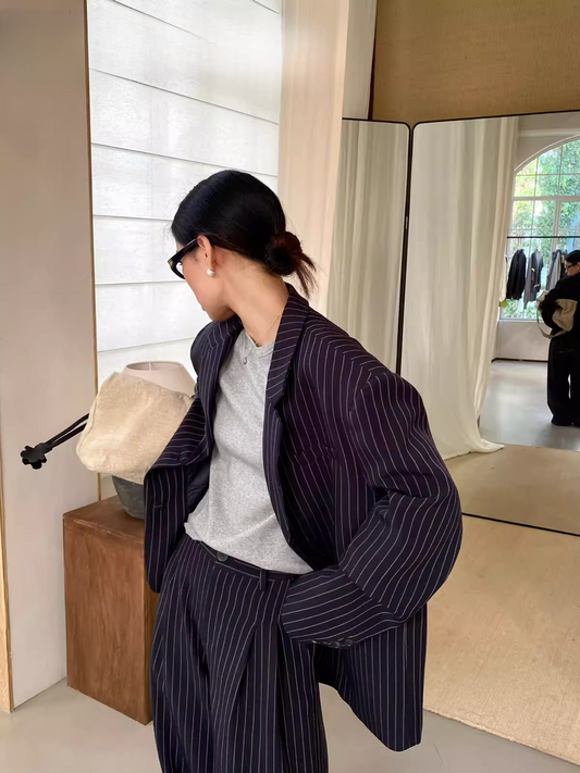 ストライプテーラードジャケット(セットアップ可) 2103