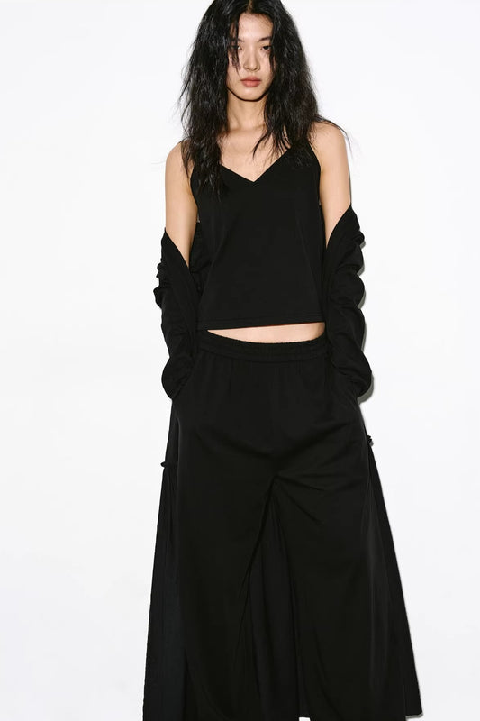 ロングカーディガン/キャミ/ワイドパンツ 2297