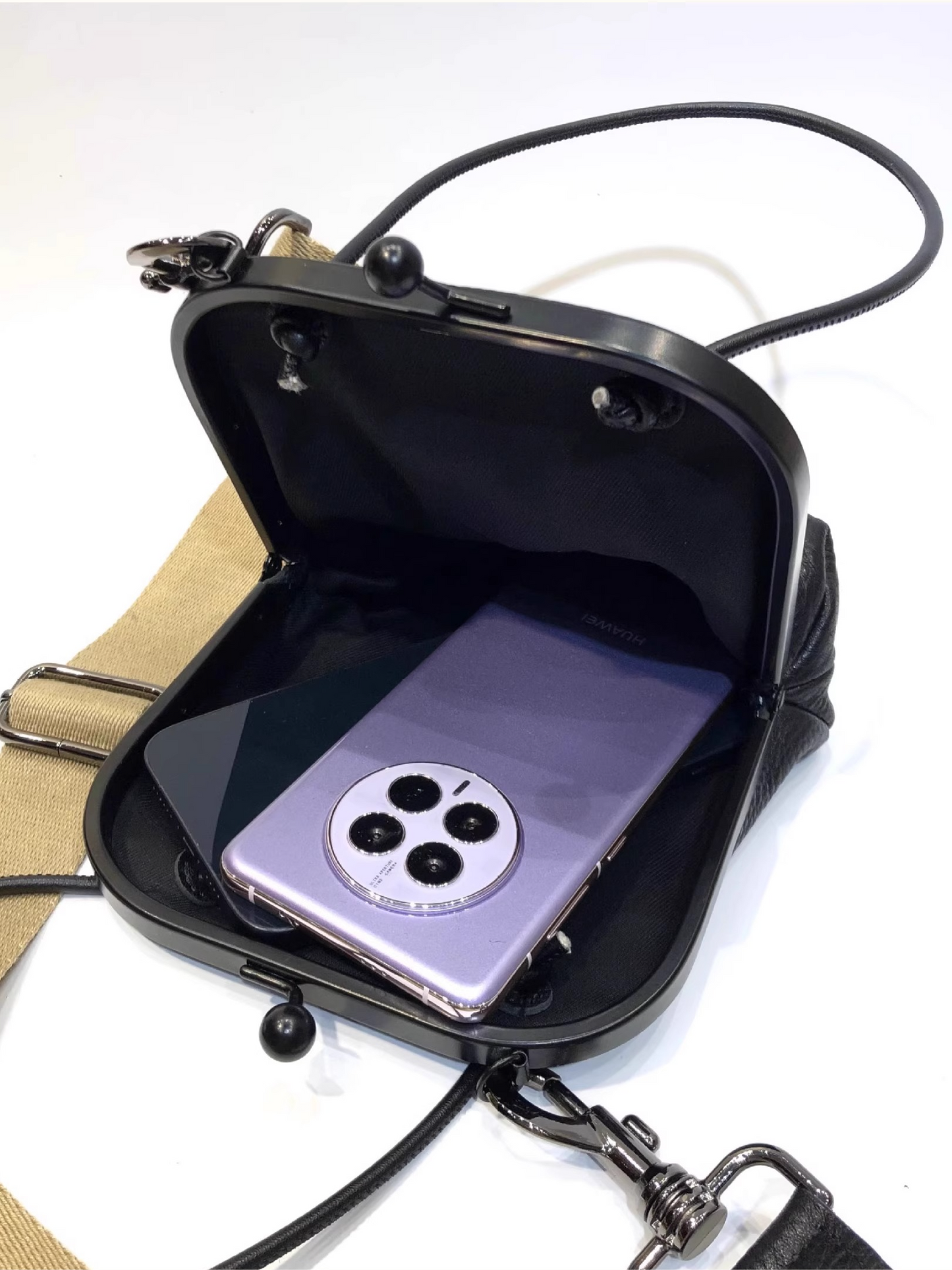 レザーガマ口2WAYハンドバッグ2140