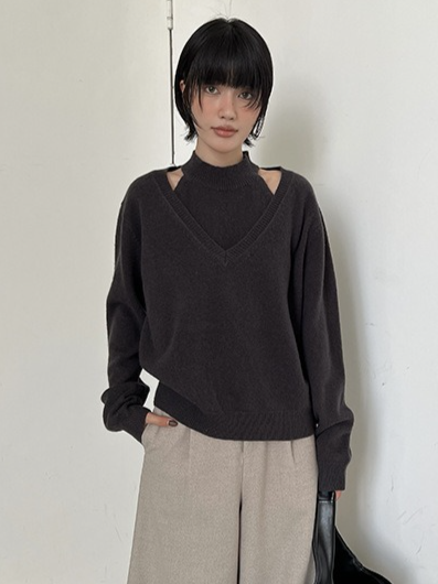 フェイクレイヤーニットトップ 2187