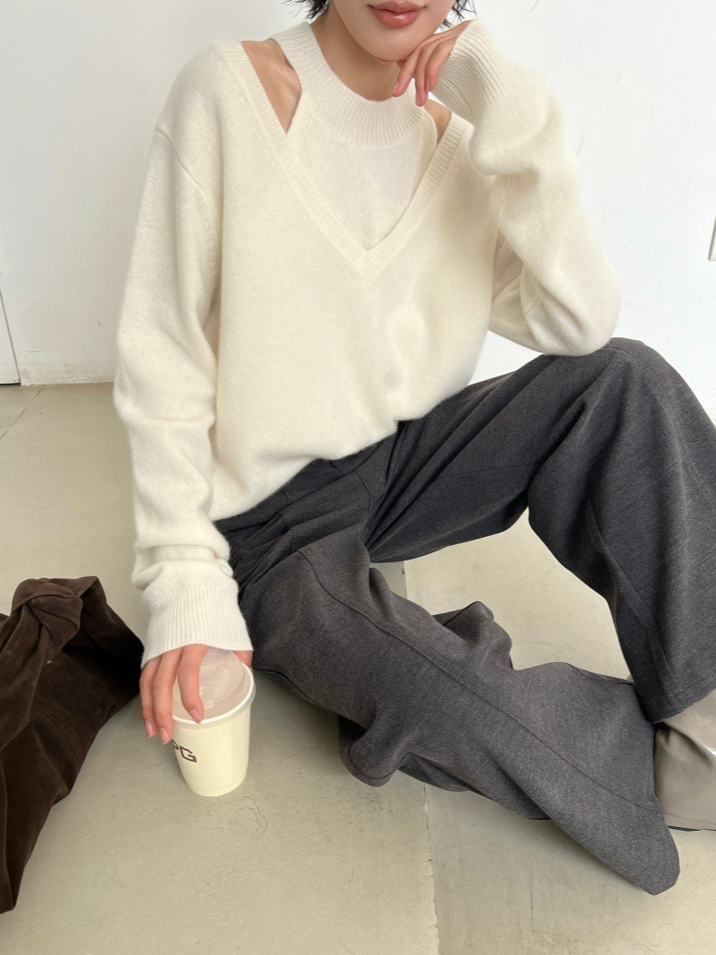フェイクレイヤーニットトップ 2187
