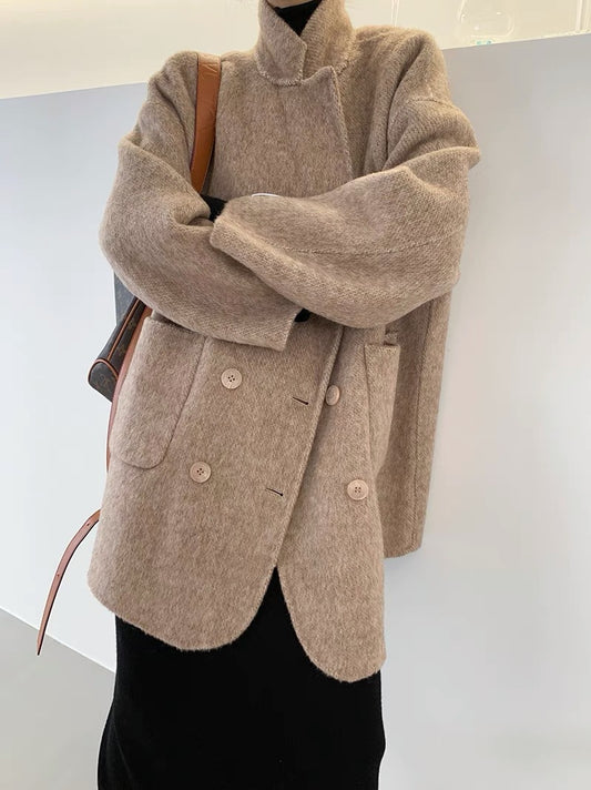 【再入荷】ダブルブレストウールブレンドコート 0704