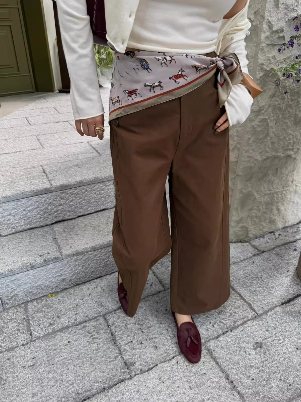 スカーフセットツイルワイドパンツ 2108