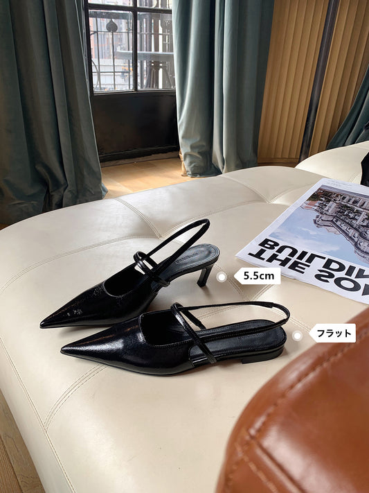 【ヒールが選べる】ポインテッドトゥストラップパンプス 1977