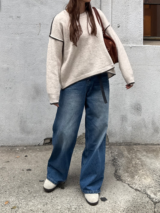 LINKING STITCH BICOLOR KNIT × chiiica12