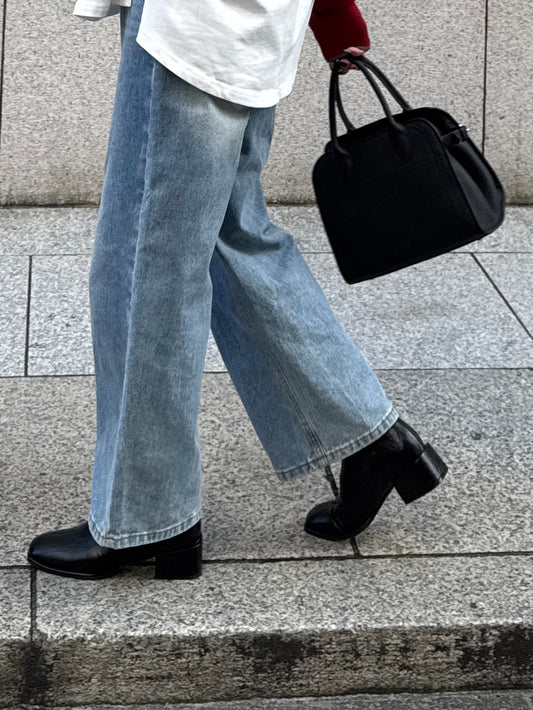 SQUARE TOE SHORT BOOTS × chiiica11