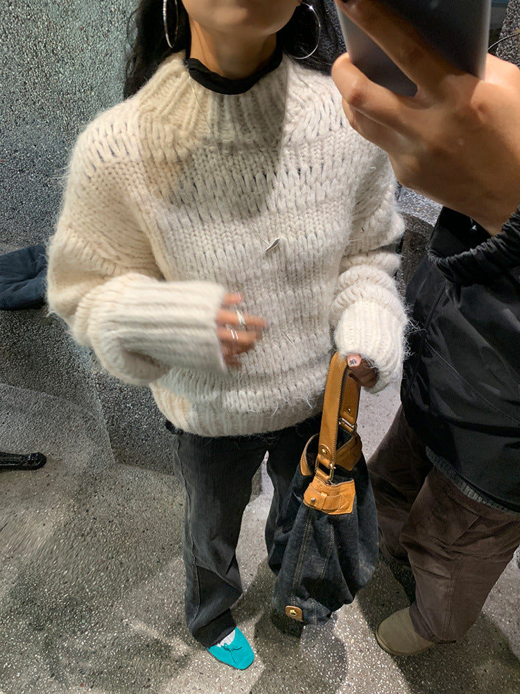 モックネックローゲージニットトップス 1815