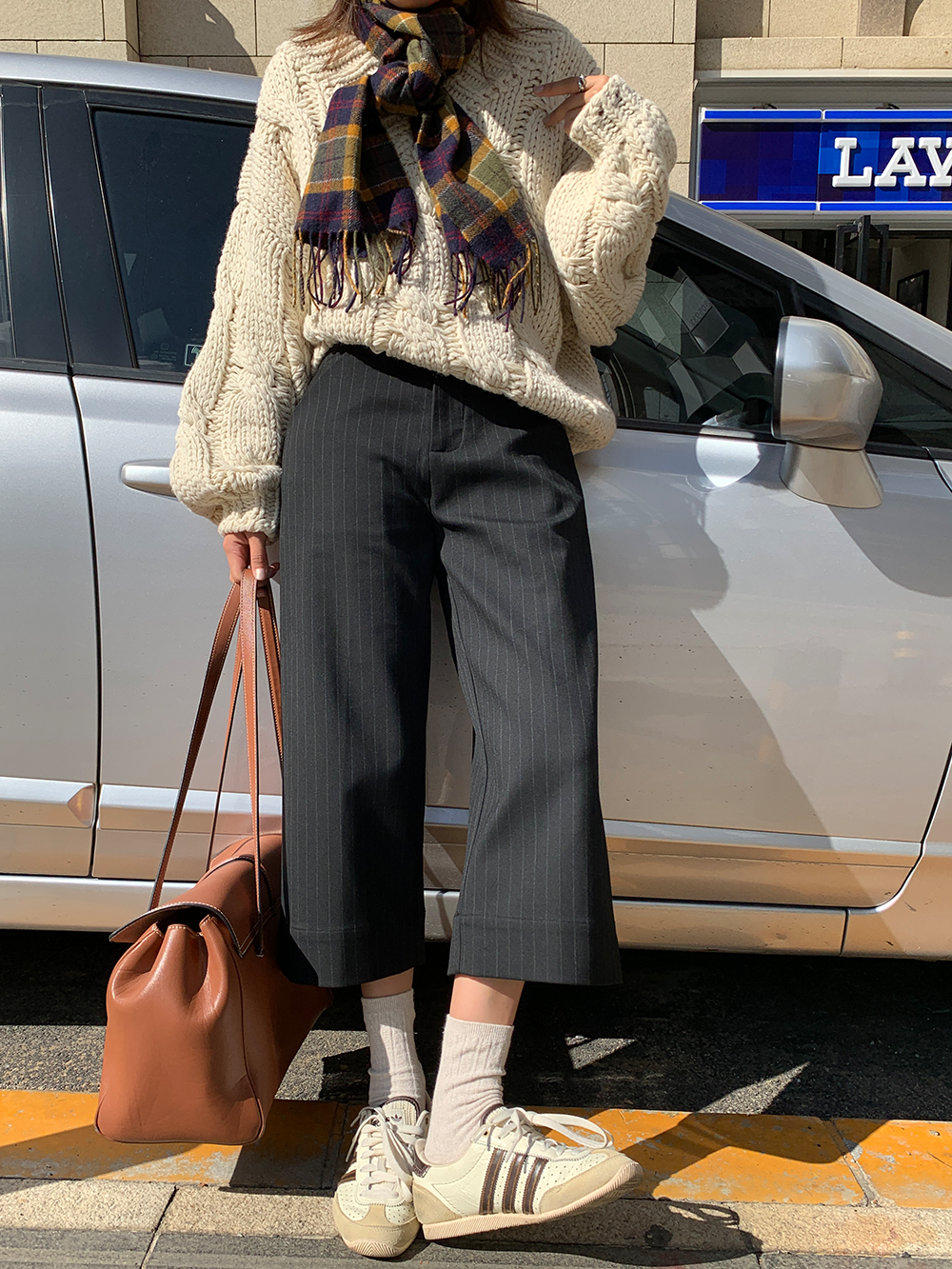 ストライプクロップワイドドパンツ 1225