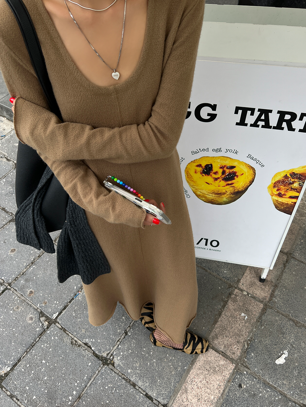 Aラインフレンチニットロングワンピース 1330