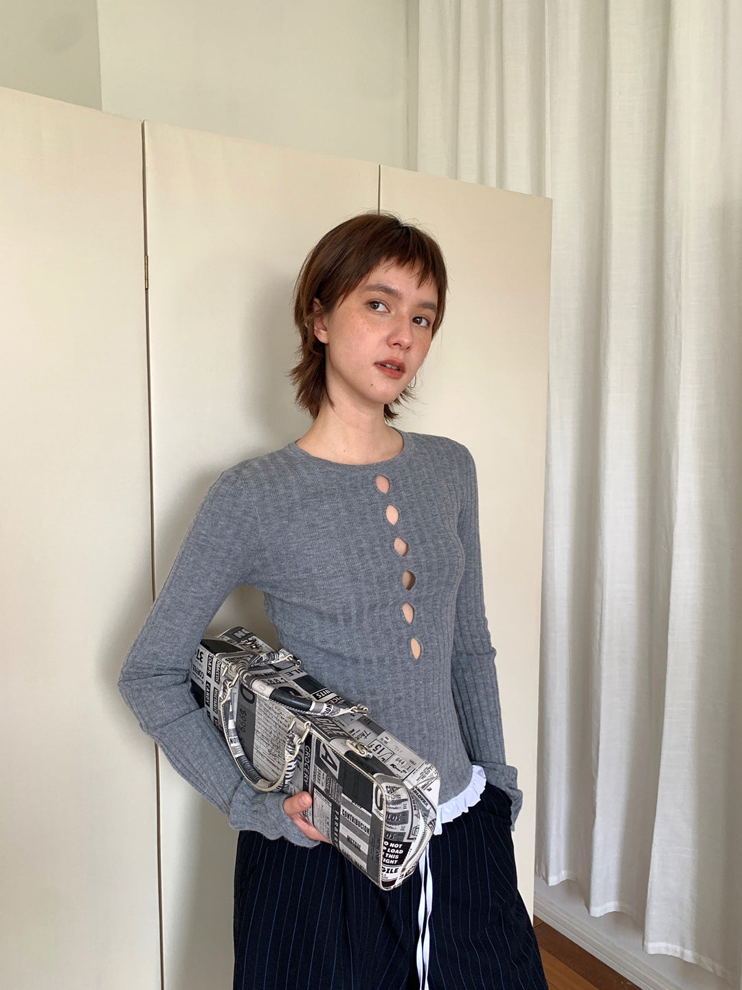 【再入荷】スキッパーリーブニット 1452