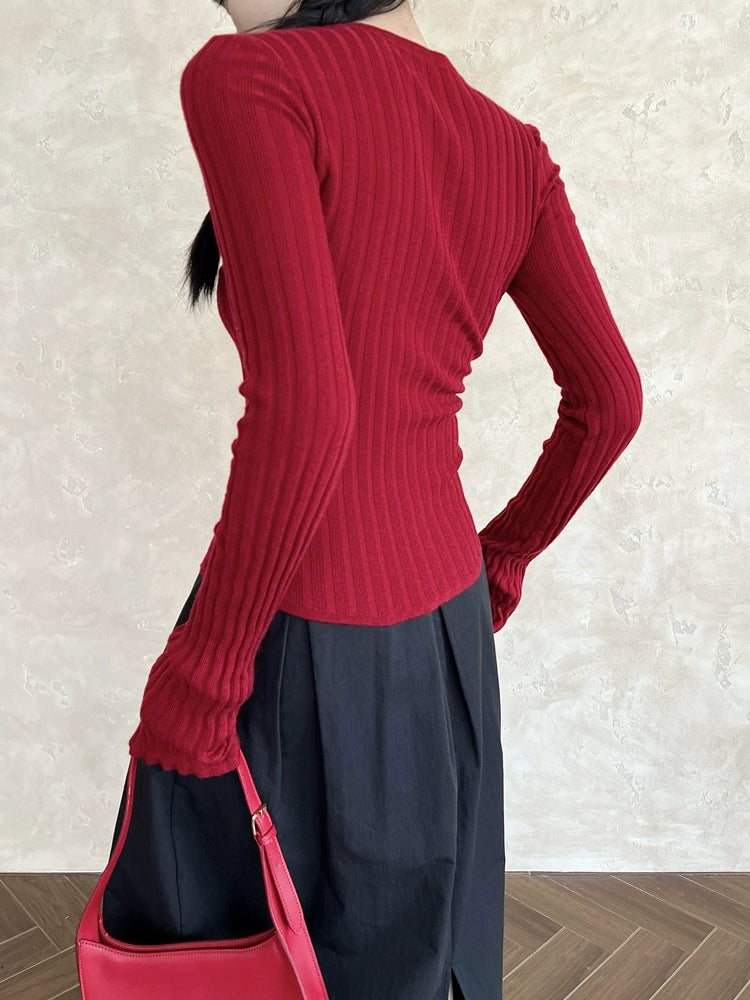 【再入荷】スキッパーリーブニット 1452