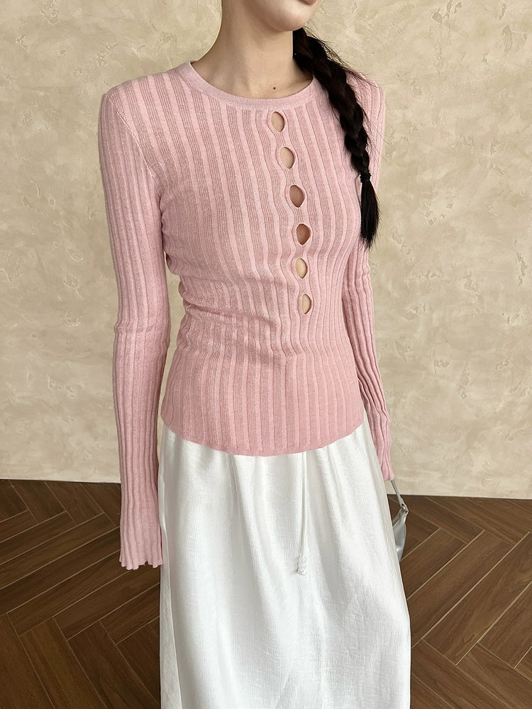【再入荷】スキッパーリーブニット 1452