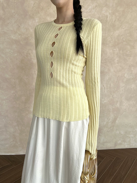 【再入荷】スキッパーリーブニット 1452