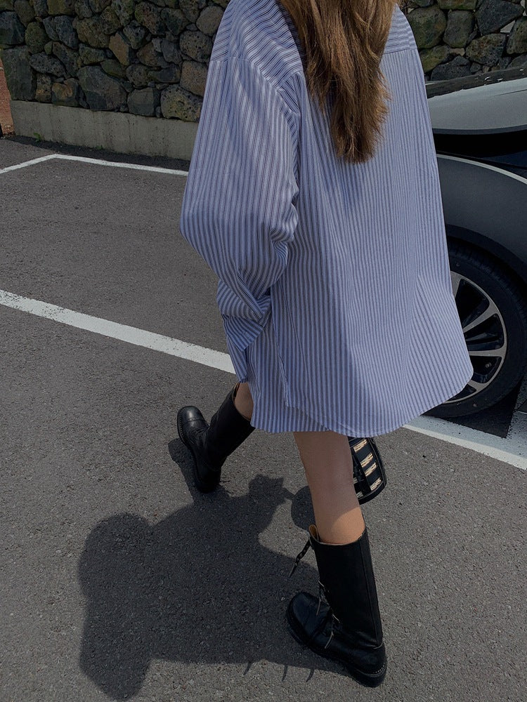 【LOOKBOOK ITEM】シルキードロップショルダーストライプシャツ 1689