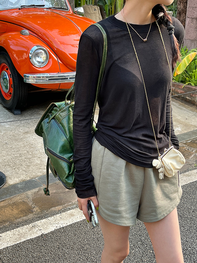 【再入荷】シアーコットンロングTシャツ 0980