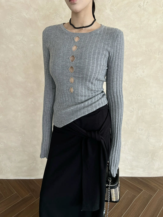 【再入荷】スキッパーリーブニット 1452