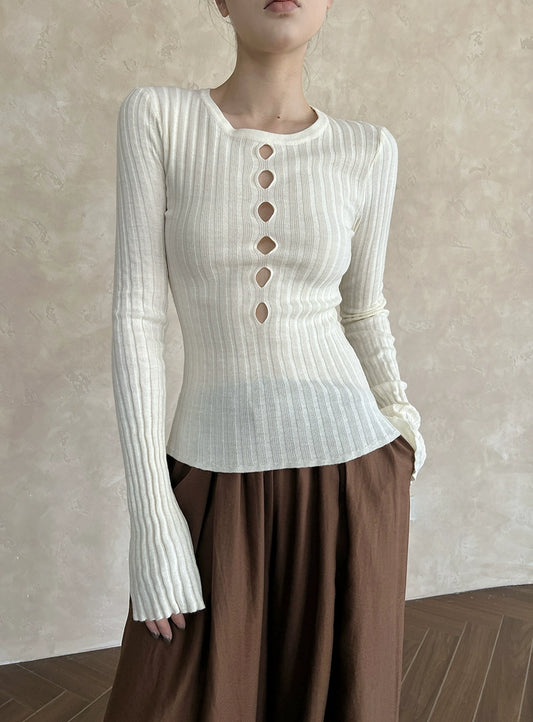 【再入荷】スキッパーリーブニット 1452