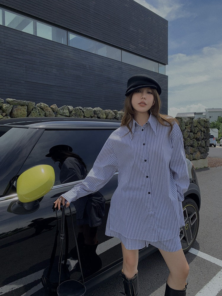 【LOOKBOOK ITEM】シルキードロップショルダーストライプシャツ 1689