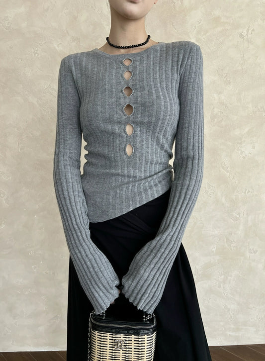 【再入荷】スキッパーリーブニット 1452