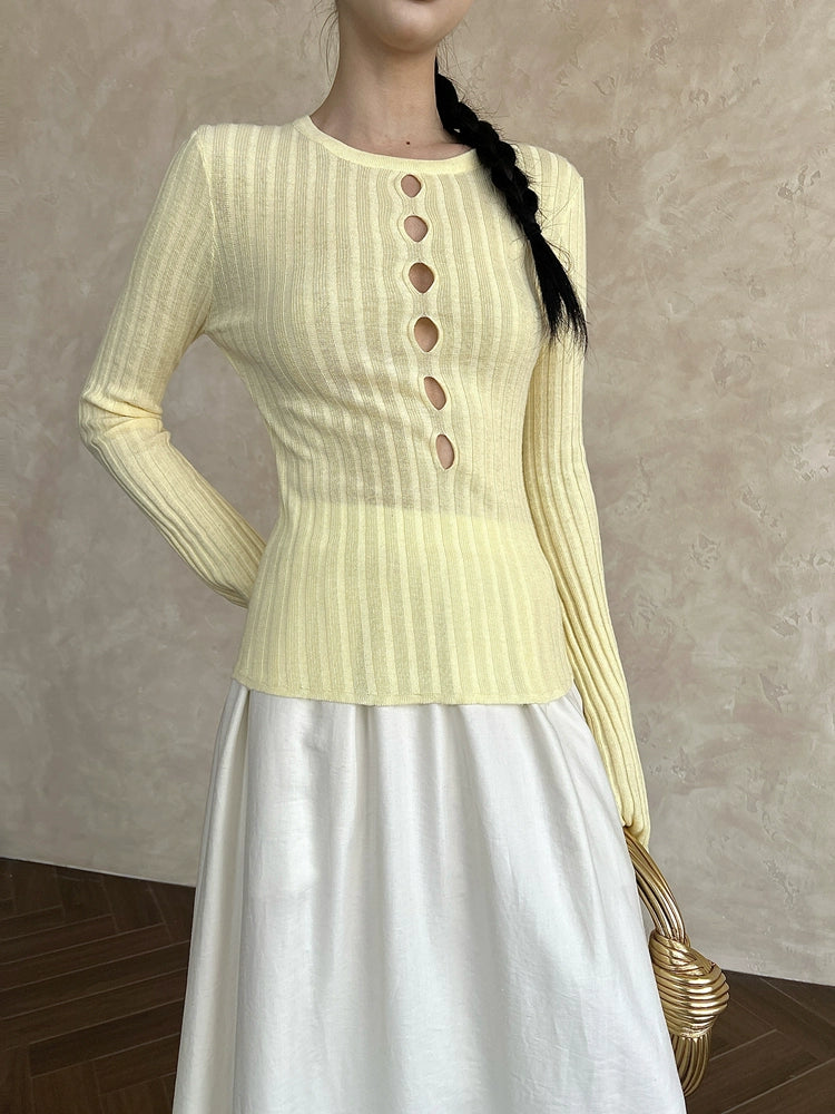 【再入荷】スキッパーリーブニット 1452