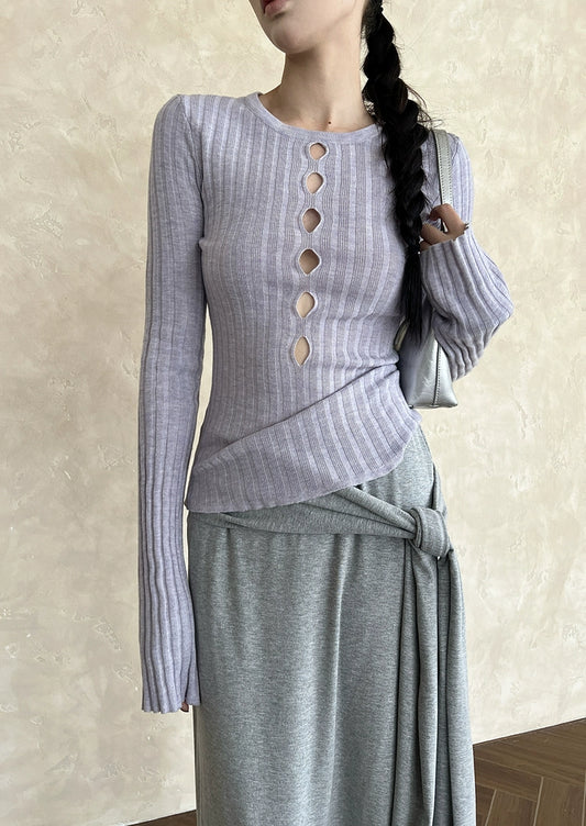 【再入荷】スキッパーリーブニット 1452