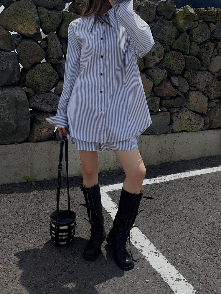【LOOKBOOK ITEM】シルキードロップショルダーストライプシャツ 1689
